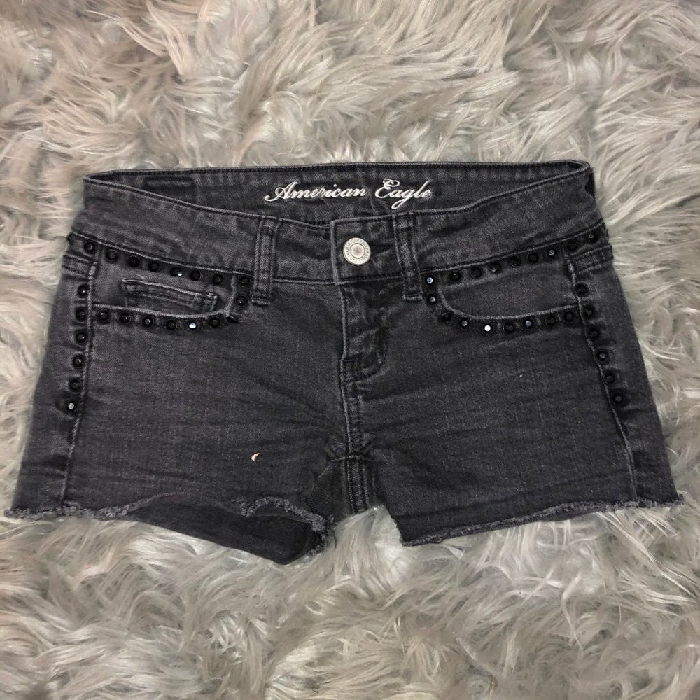 AE Studded Black Jean Shorts